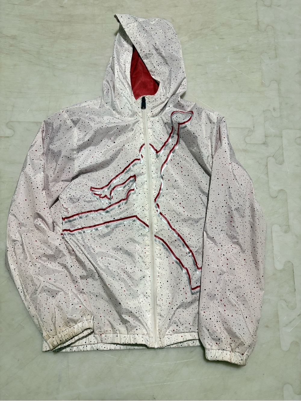 White and Red Jumpman Hooded Windbreaker